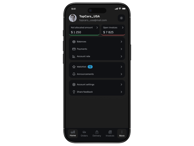 Mobile und Desktop-Version des Importeur-Dashboards