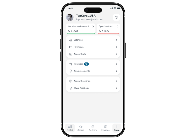 Mobile und Desktop-Version des Importeur-Dashboards